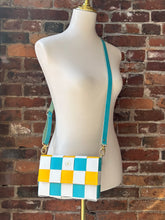 Load image into Gallery viewer, The Penny: Mixed Checkerboard White, Turquoise & Yellow