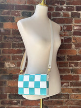 Load image into Gallery viewer, The Penny: Checkerboard Turquoise & White