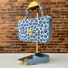 Load image into Gallery viewer, Blue and White Floral Suede
