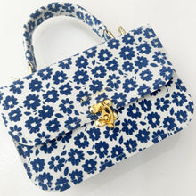 Load image into Gallery viewer, Blue and White Floral Suede
