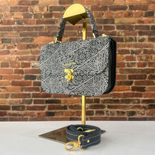 Load image into Gallery viewer, Black and White Mosaic Print on Suede
