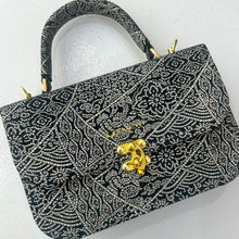 Load image into Gallery viewer, Black and White Mosaic Print on Suede
