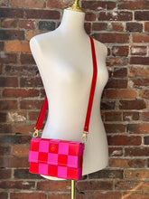 Load image into Gallery viewer, The Penny: Checkerboard Red &amp; Fuchsia
