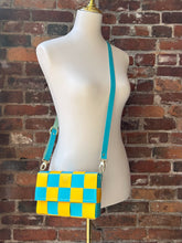 Load image into Gallery viewer, The Penny: Checkerboard Turquoise &amp; Yellow

