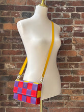 Load image into Gallery viewer, The Penny: Checkerboard Purple &amp; Red (with Yellow halo)
