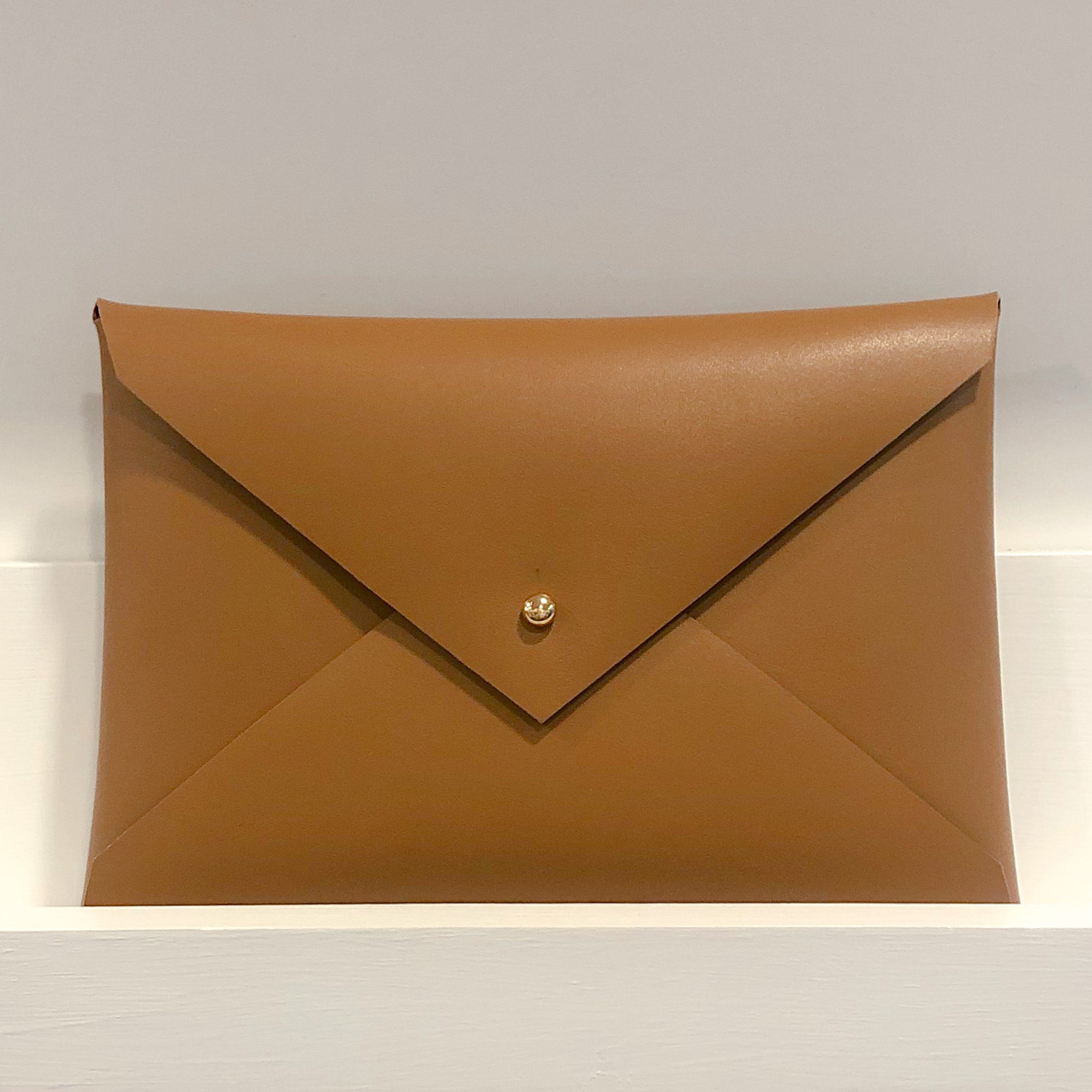 Leather envelope clutch bag