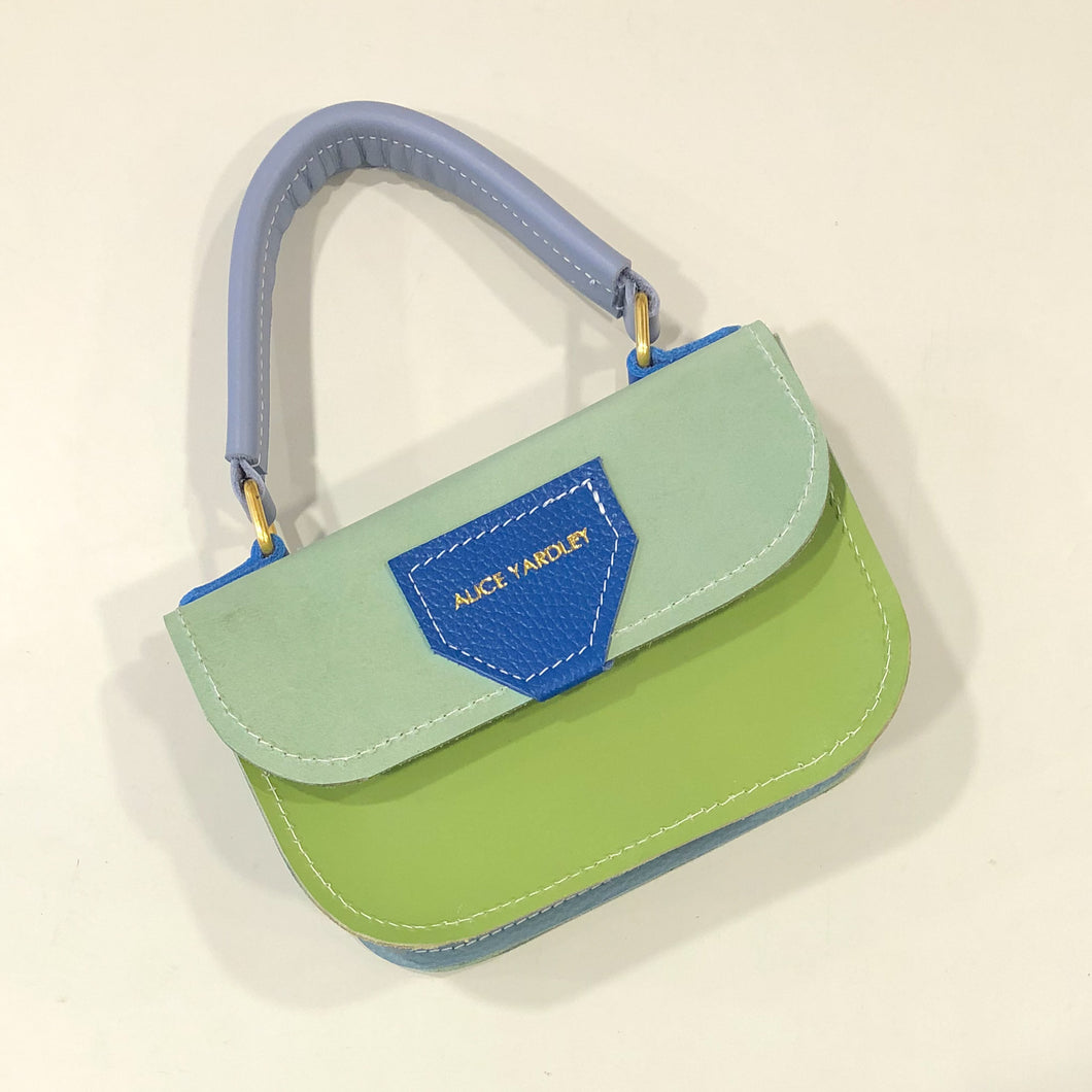 Colorblock Top Handle- Green and Blue
