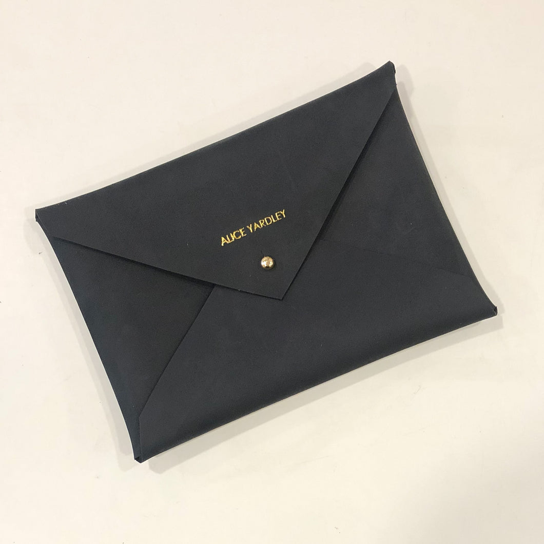 Classic Envelope Clutch- Oiled Black Nubuck