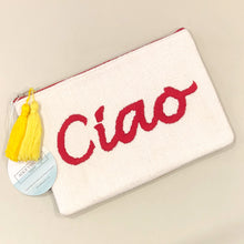 Load image into Gallery viewer, Embroidered Half-and-Half Zipper Pouch- Ciao

