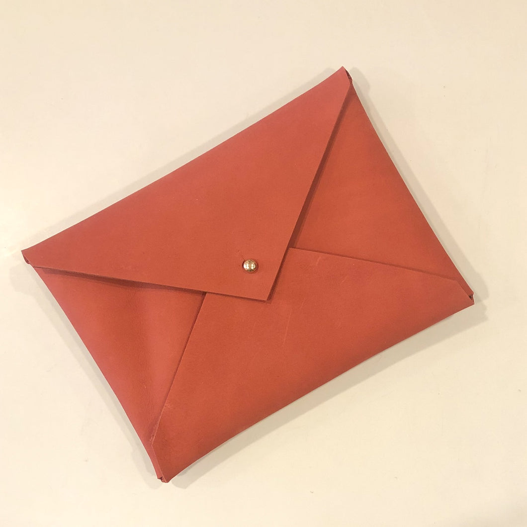 Classic Envelope Clutch- Brick Nubuck Suede