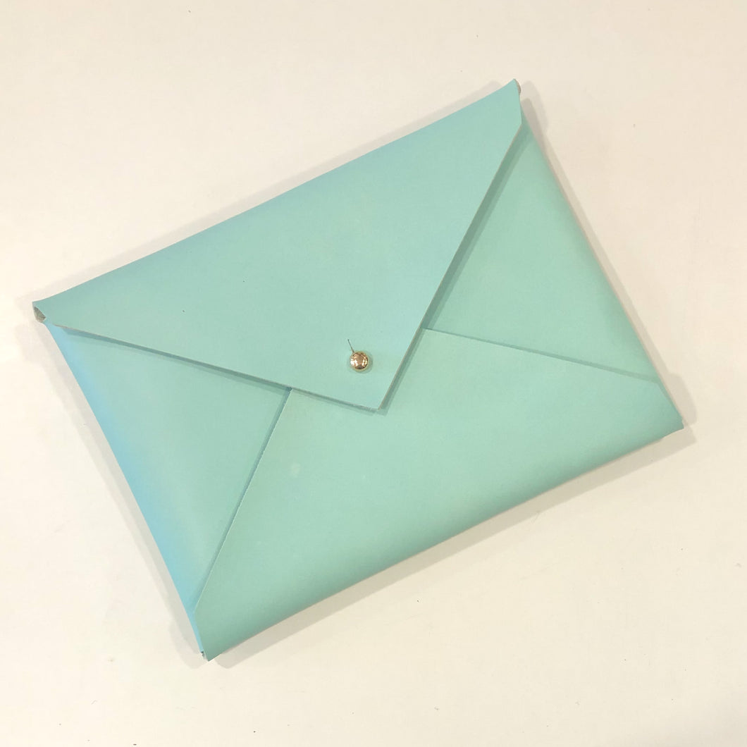 Classic Envelope Clutch- Teal Veg Tan 1