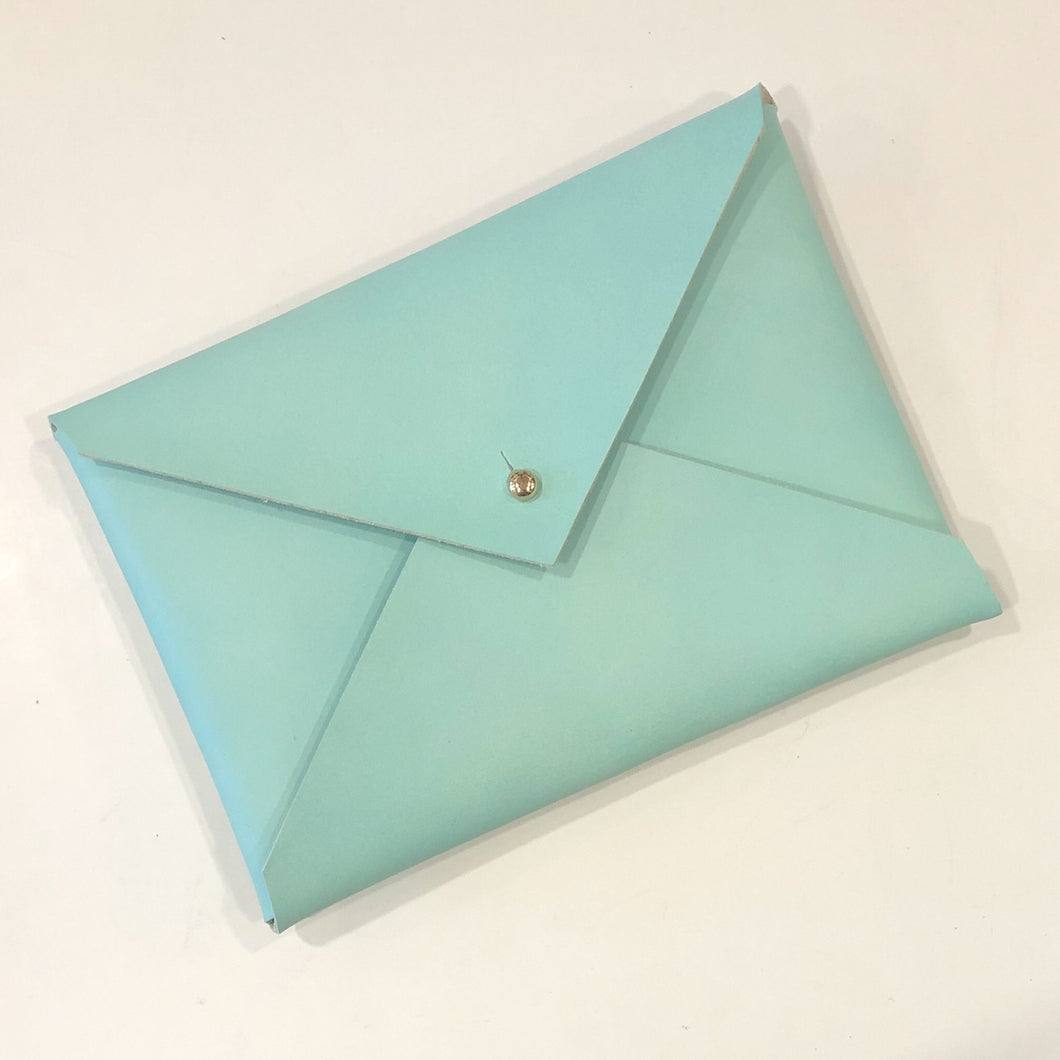 Classic Envelope Clutch- Teal Veg Tan 2