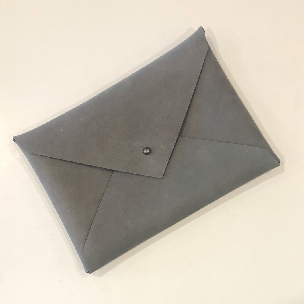 Classic Envelope Clutch- Dark Gray Suede