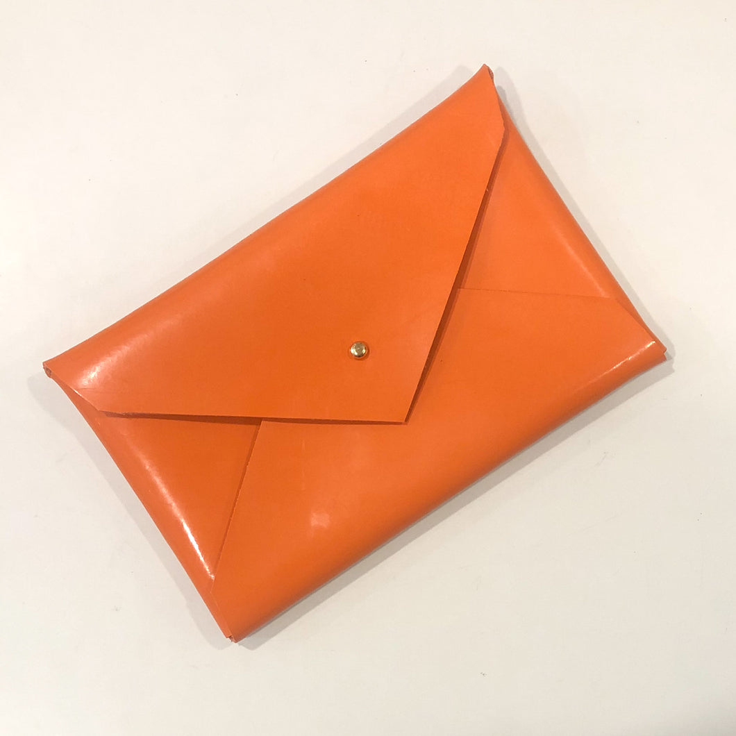 Envelope Clutch (Med.)- Orange Patent Leather
