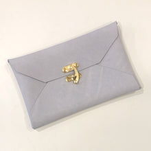 Load image into Gallery viewer, Envelope Clutch, Vintage Clasp (Med.)- Soft Gray Nubuck
