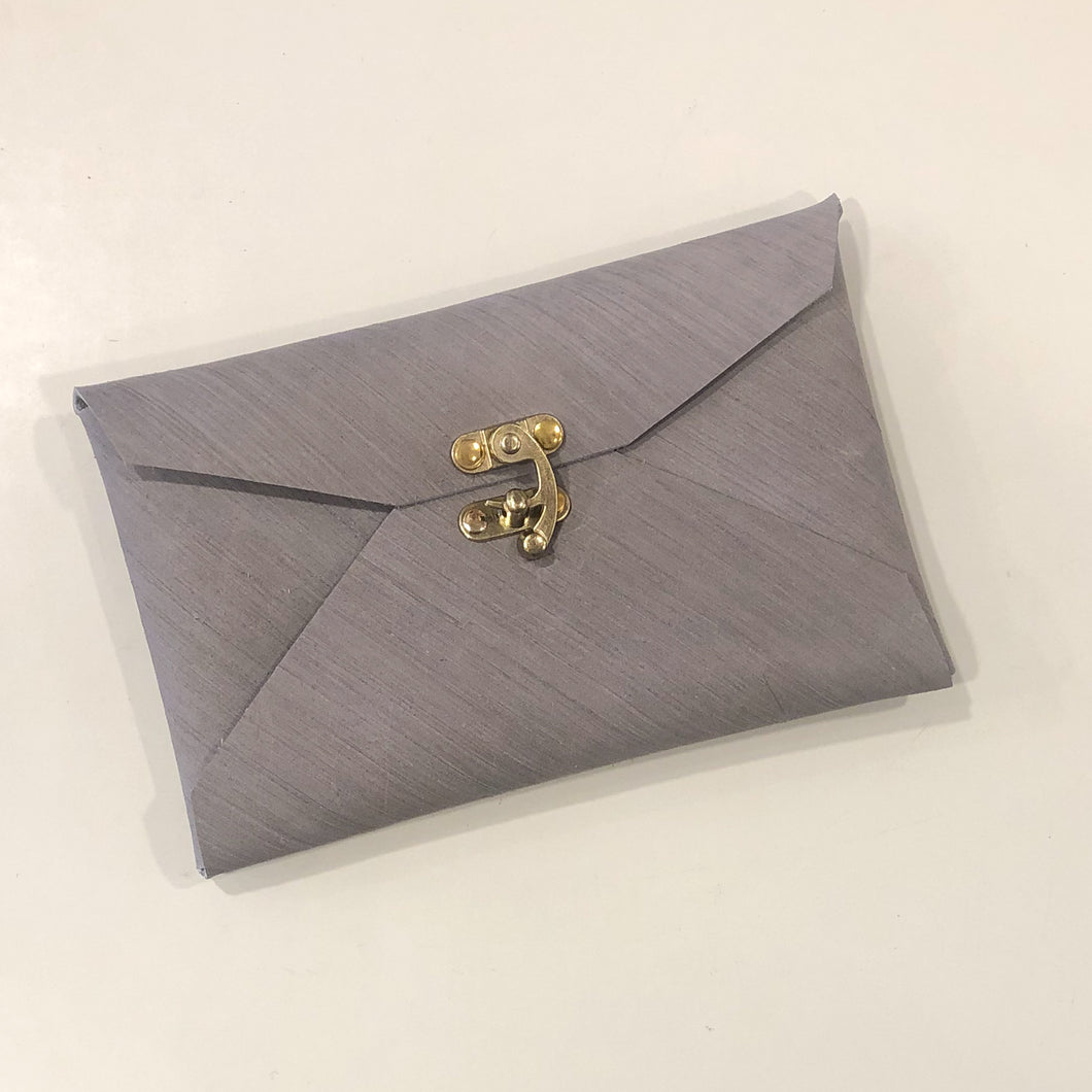 Envelope Clutch, Vintage Clasp (Med.)- Striped Gray