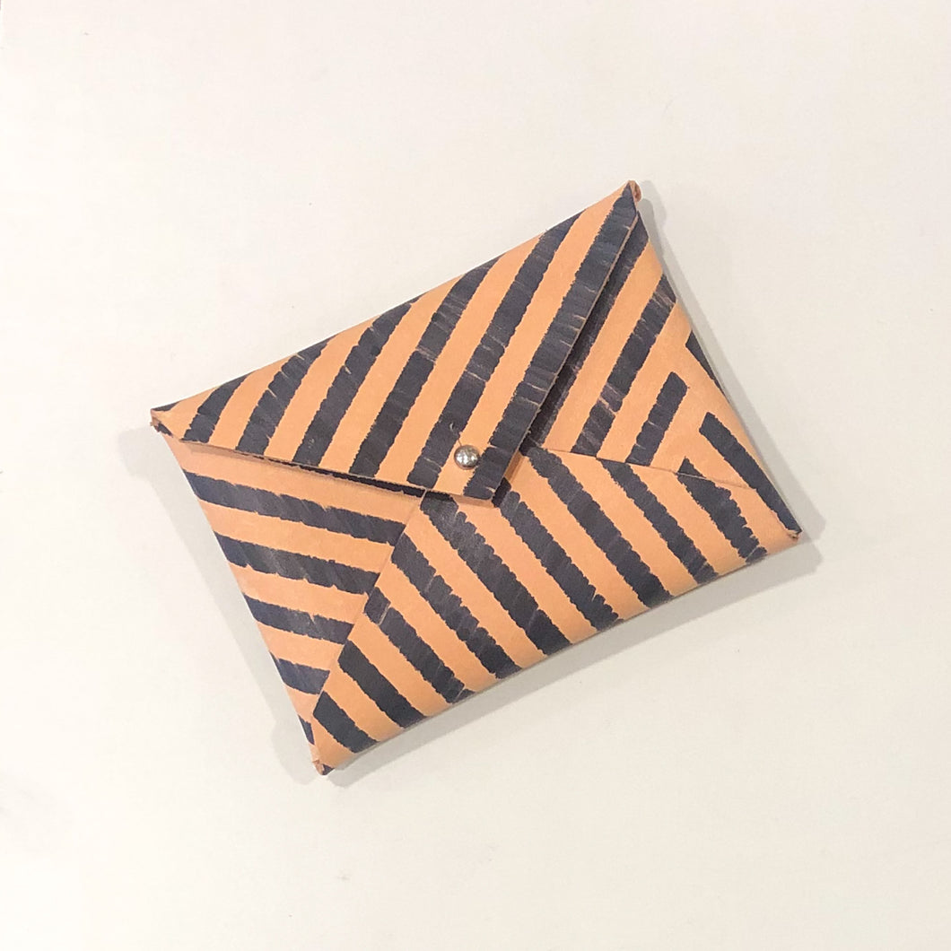 Decorated Card Holder- Veg. Tan Striped