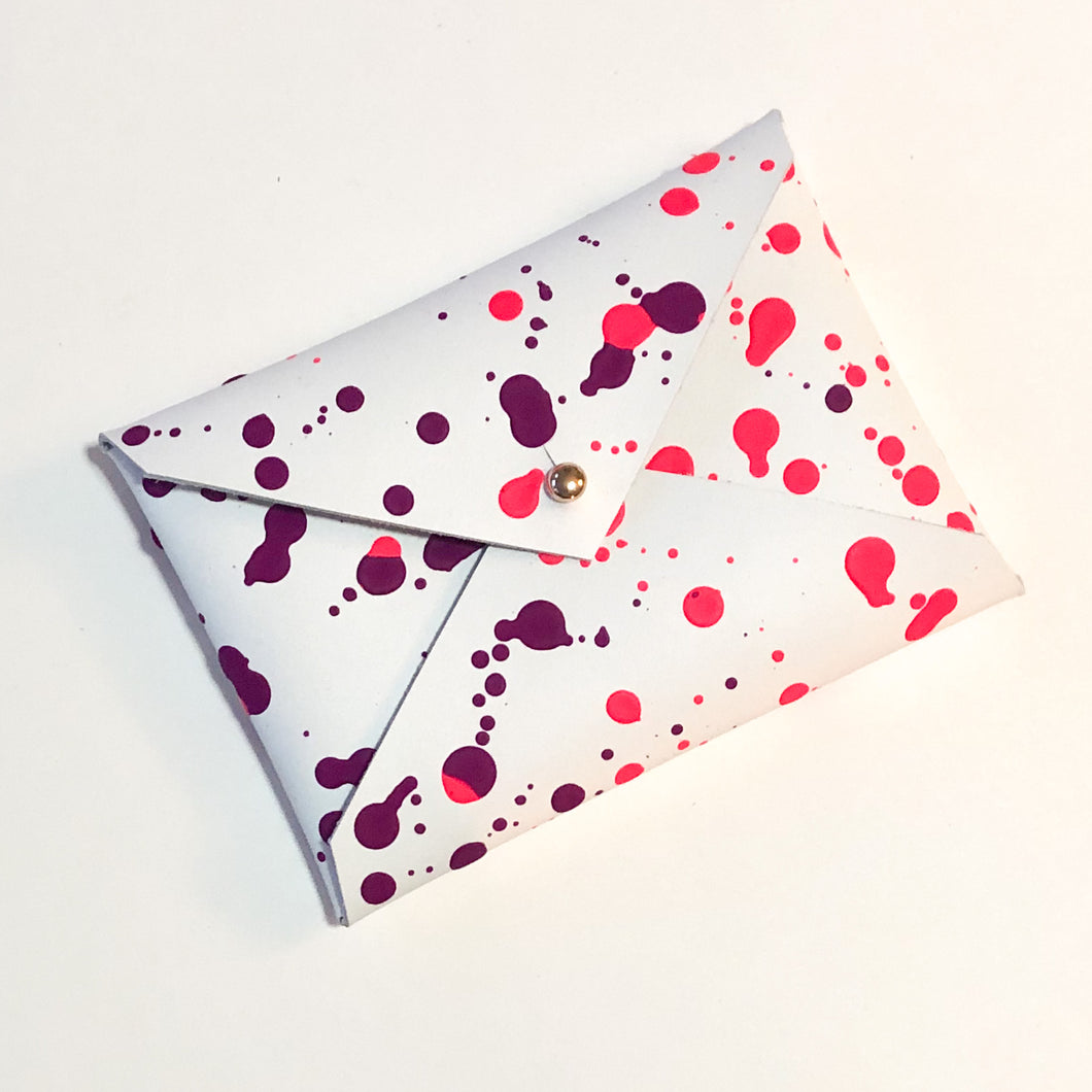 Decorated Card Holder- White, Pink, Purple Paint Splatter